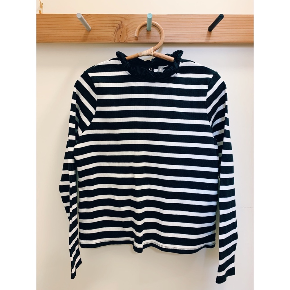 Asos striped ruffle collar ribbed knit top, 12